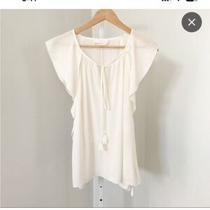 Chloe Silk Crepe de Chine Peasant Top Blouse Milk